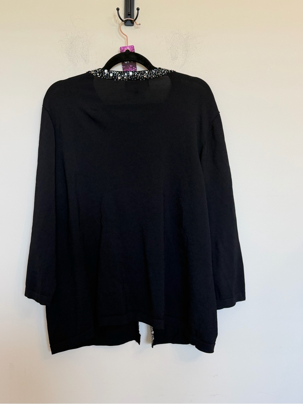 Jones New York Signature Woman 3X Black Beaded Embellished Cardigan - Picture 5 of 5